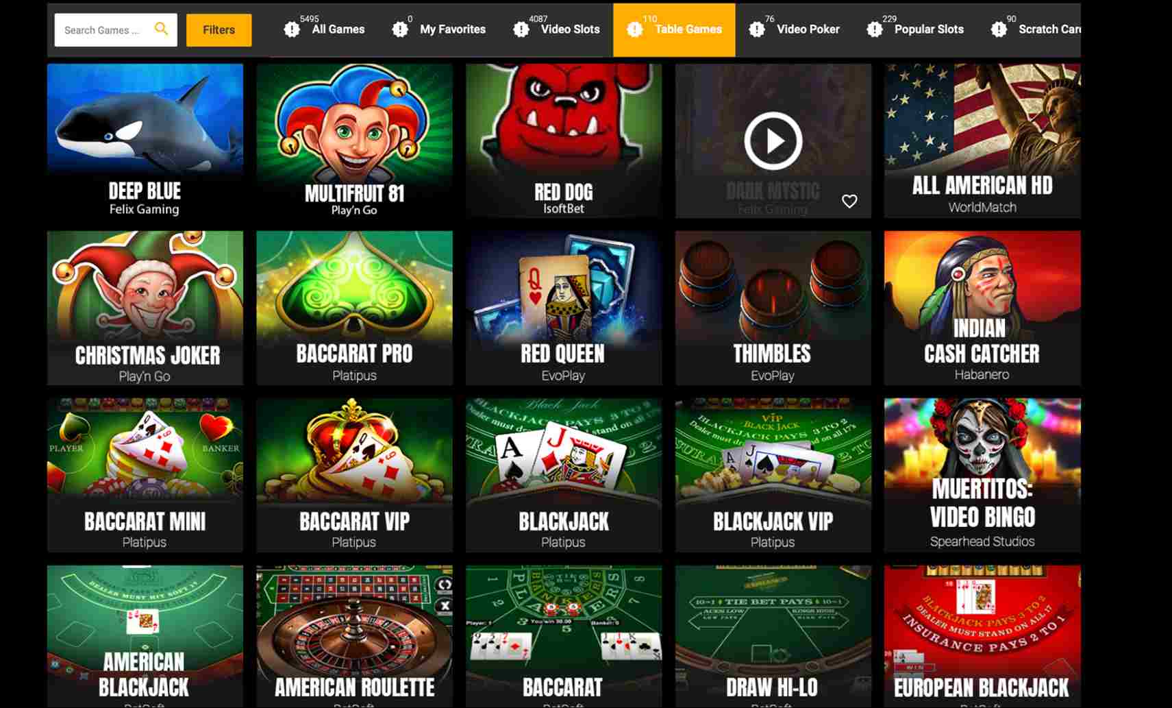 20bet table games