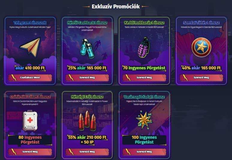spinlandar kaszinó exkluzív promóciók