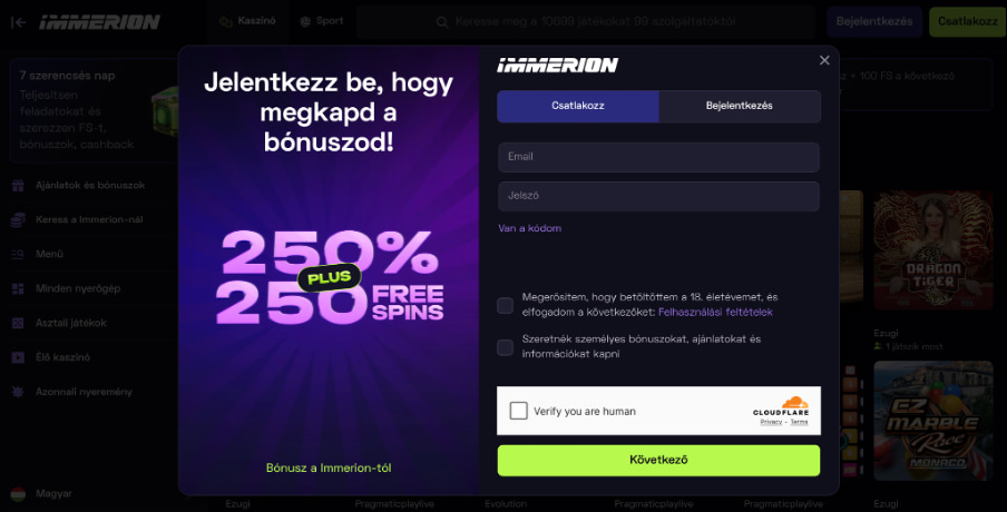 Immerion kaszinó regisztráció1