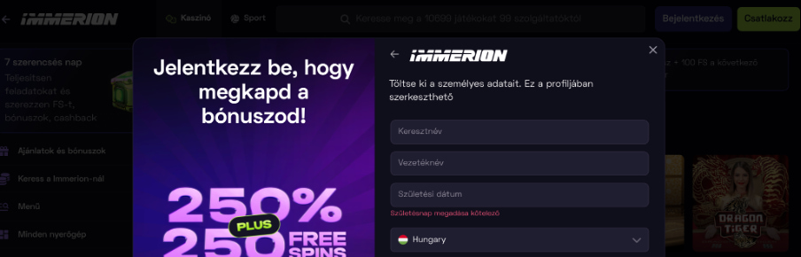 Immerion kaszinó regisztráció2