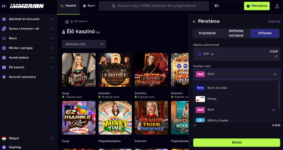 Immerion kifizetés