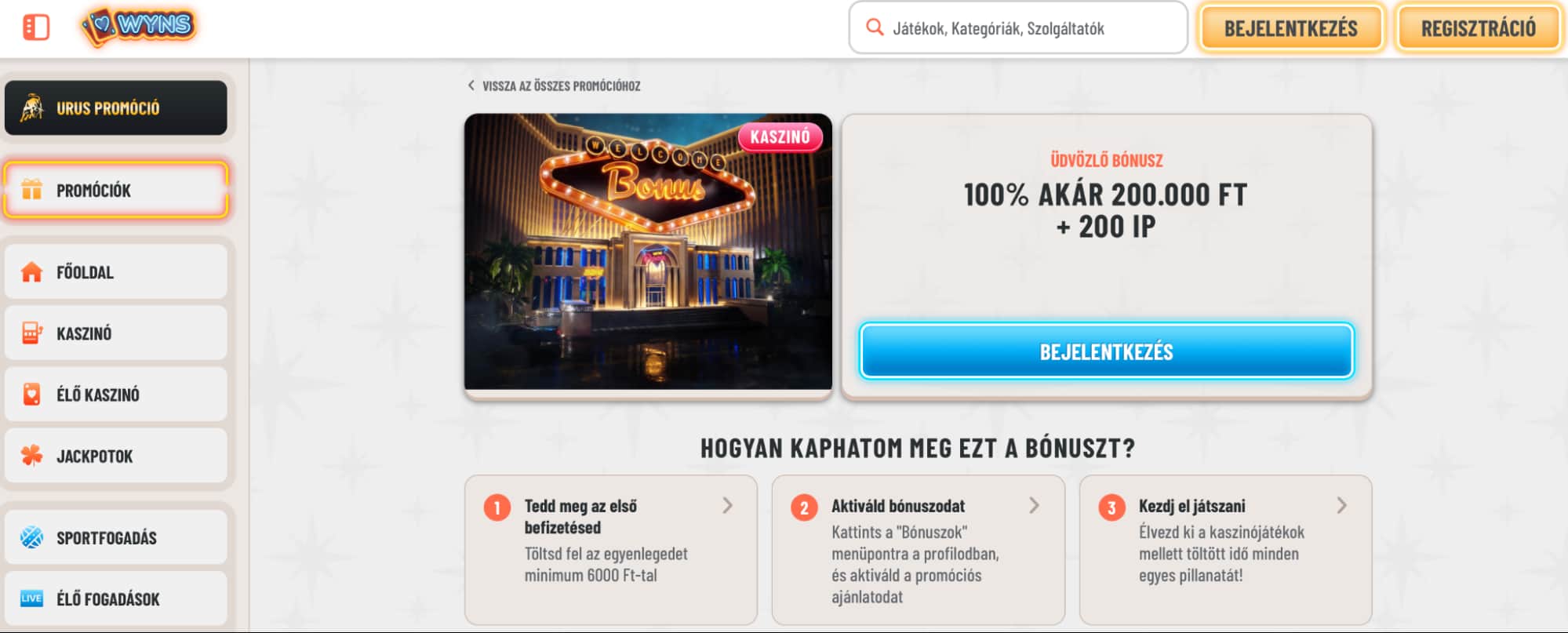 wyns welcome bonus